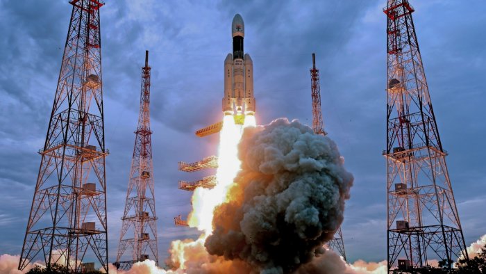 ISRO's Launch Vehicle Mark-III (LVM3) M4 rocket carrying 'Chandrayaan-3' lifts off from the launch pad at Satish Dhawan Space Centre, in Sriharikota, Friday, July 14, 2023. Credit: PTI Photo ISRO's Launch Vehicle Mark-III (LVM3) M4 rocket carrying 'Chandrayaan-3' lifts off from the launch pad at Satish Dhawan Space Centre, in Sriharikota, Friday, July 14, 2023. Credit: PTI Photo