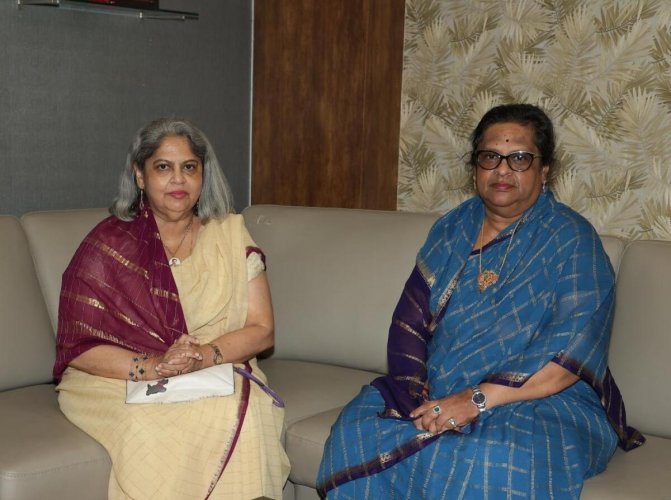 Kamakshi Devi and Indrakshi Devi. Credit: DH Photo Kamakshi Devi and Indrakshi Devi. Credit: DH Photo